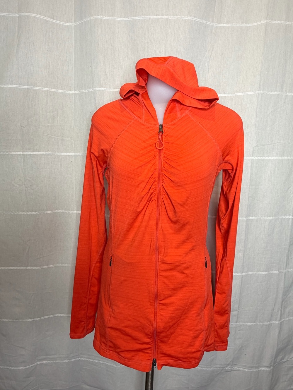 Athleta Bright Orange Hooded Zip Utility Jacket